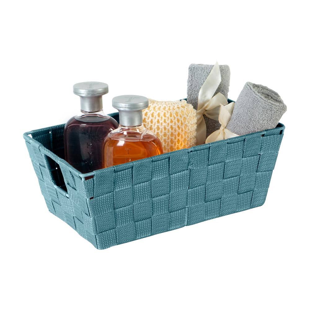 Sapphire Woven Polypropylene Lidded Storage Box with Epoxy Wire Frame