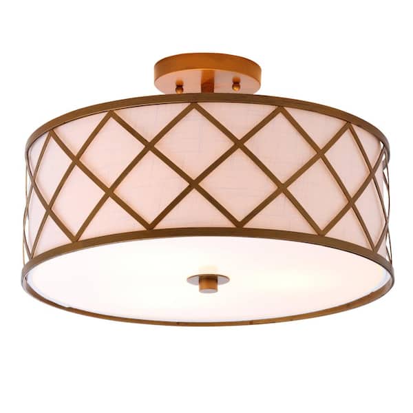 Elizabeth 16.75 in. Metal LED Flush Mount, Gold/White