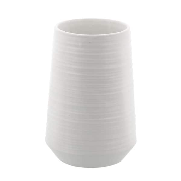 CosmoLiving by Cosmopolitan 7 in. White Ribbed Porcelain Ceramic Decorative Vase