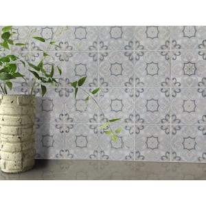 Encaustic Florita Blanco 6 in. x 6 in. Polished Marble Stone Look Floor and Wall Tile (5 sq. ft./Case)