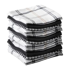 Neutral Multicolor Coordinating Flat Waffle Weave Cotton Dish Cloth Set of 12