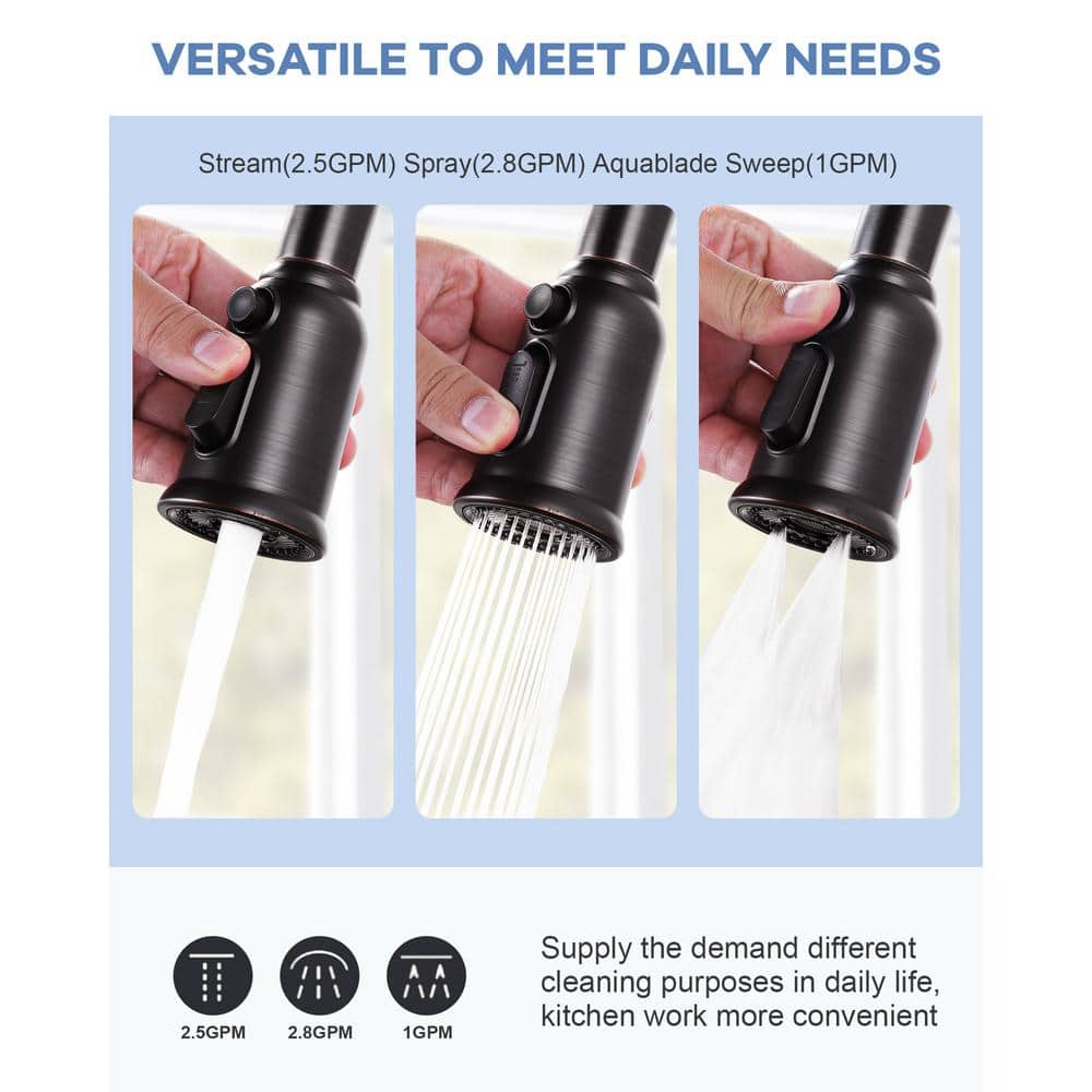 Oil Rubbed Bronze 3-Function Kitchen Faucet Spray Head with Adapters