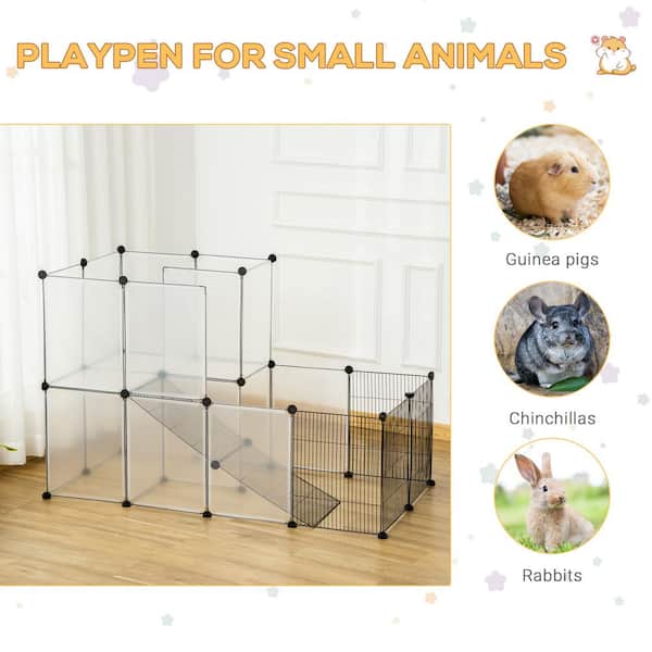 SONGMICS Pet Playpen, Small Animal Playpen, Rabbit Guinea Pig Cage, Zip  Ties Included, Metal Wire Apartment-Style Two-Story Pet Premium Villa for
