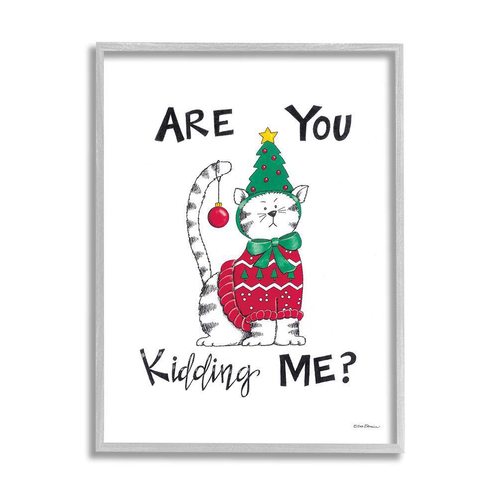 Cat in Christmas Costume by Deb Strain 1-Piece Framed Graphic Print Animal Poster Art Print 20 in. x 16 in. price history on PriceWatchPro