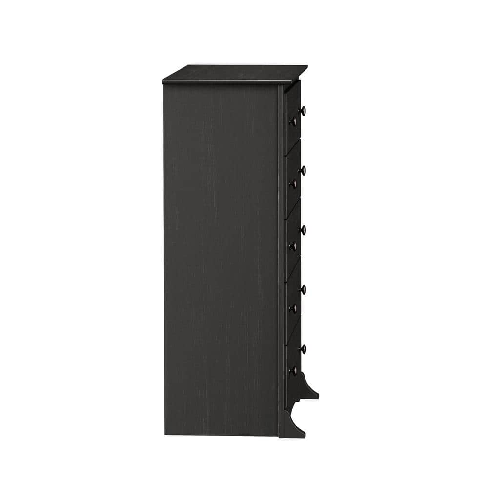 Washed Black 5-Drawer Vertical Chest