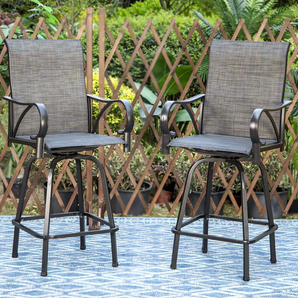 29 in. H Gray Swivel Metal Frame Outdoor Bar Stools (2-Pack) price history on PriceWatchPro