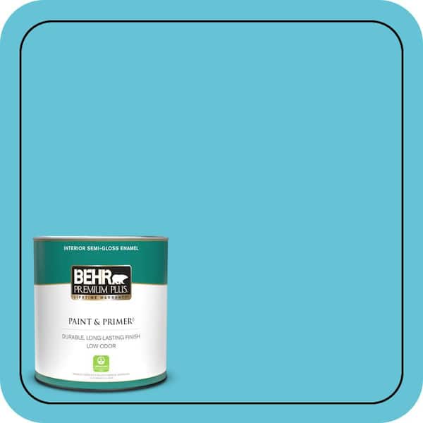 BEHR PREMIUM PLUS 1 qt. #P480-4 Rushing Stream Semi-Gloss Enamel Low Odor Interior Paint & Primer