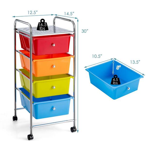 3-Tier Cart Multicolor Organizer Trays