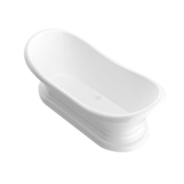Universal Tubs Ivory 6 ft. Acrylic Center Drain Oval Bathtub in White