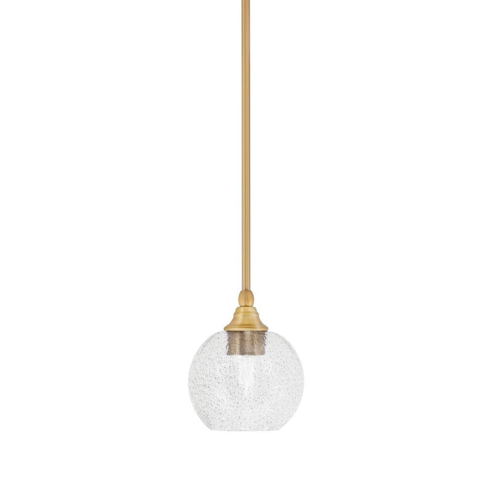 Sparta 100-Watt 1-Light New Age Brass Shaded Pendant Light Mini Pendant wit
