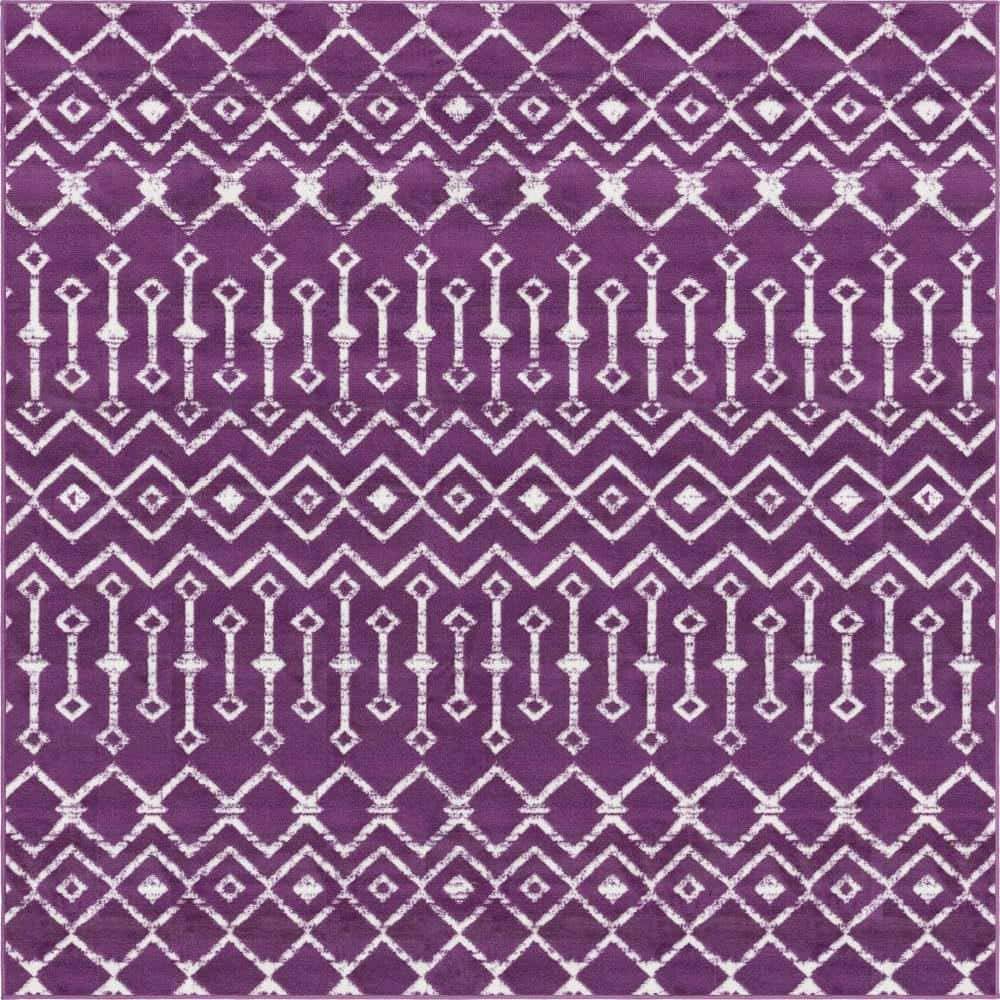 Unique Loom Moroccan Trellis Mamounia Violet 6 ft. x 6 ft. Area Rug