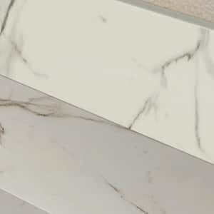 Calacatta Nowy White Double Beveled 4 in. x 36 in. Polished Engineered Marble Threshold Tile Trim