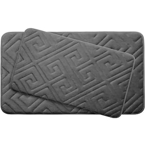 Caicos Dark Gray Memory Foam 2-Piece Bath Mat Set