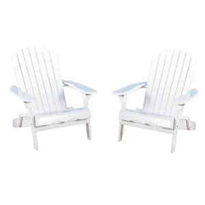 Obadiah White Folding Wood Adirondack Chair (2-Pack)