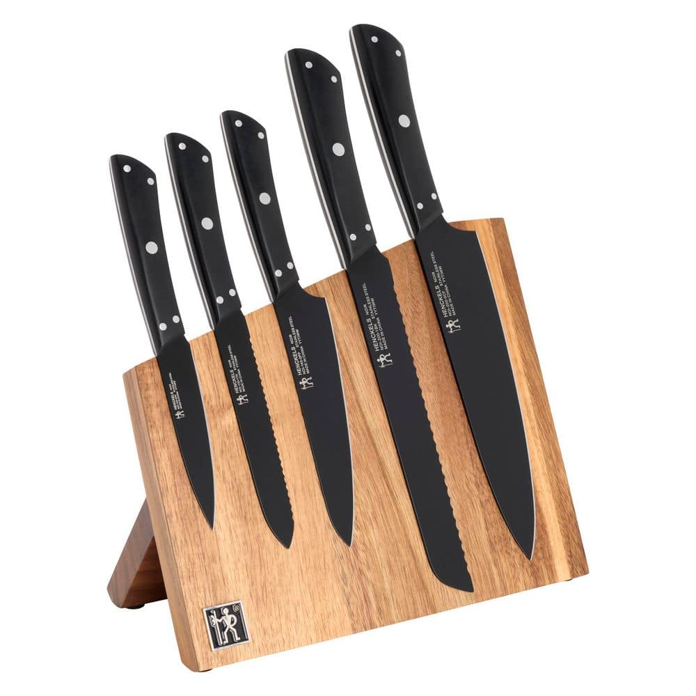HENCKELS Noir 6-Piece Stainless Steel Full Tang Knife Magnetic