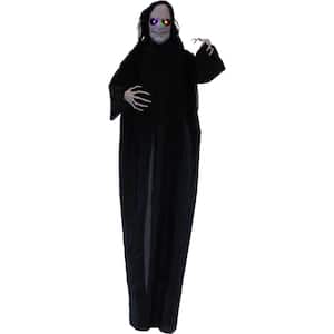 76 in. Battery Operated Poseable Standing Reaper with Multicolor LED Eyes Halloween Prop