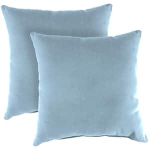 Sunbrella 16 in. x 16 in. Canvas Air Blue Solid Square Knife Edge Outdoor Throw Pillows (2-Pack)