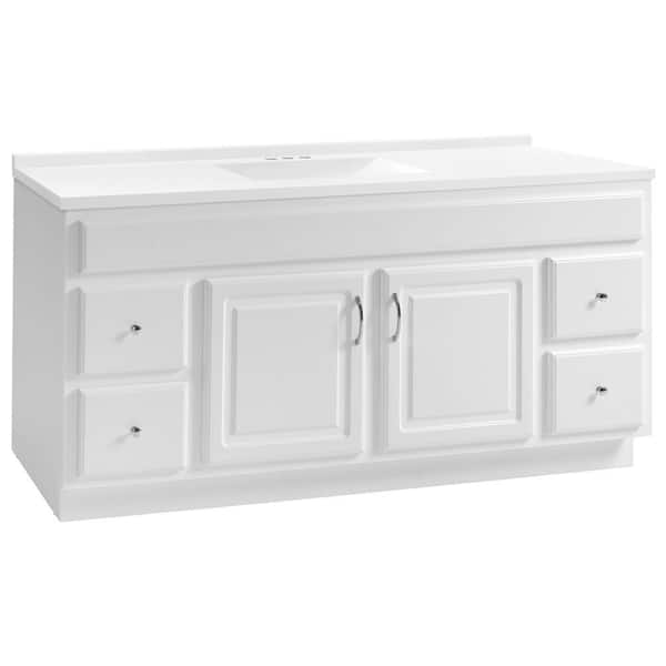 Design House Concord 61 in. Bathroom Vanity with Cultured Marble Vanity Top - Fully Assembled Bathroom Vanity with Sink, White