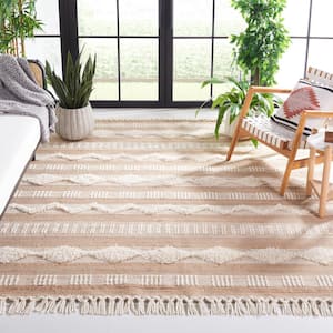 Natural Fiber Beige/Ivory 8 ft. x 10 ft. Chevron Striped Area Rug