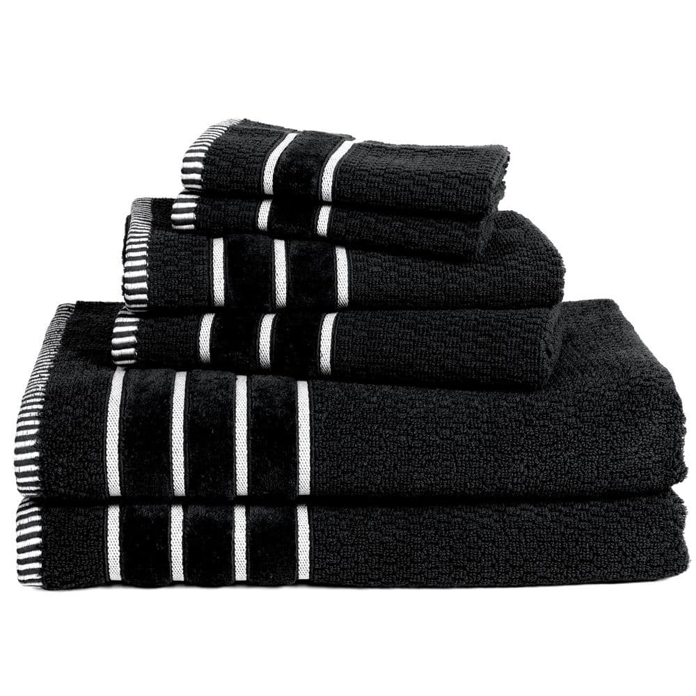 Lavish Home 6-Piece Black Combed Cotton Towel Set 67HD-0015-B - The ...