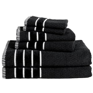 Eula Modern 6 Piece Cotton Towel Set, Stylish Damask Pattern, Dark