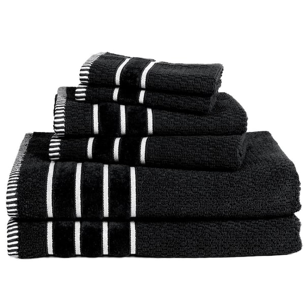 Lavish Home 6-Piece Black Combed Cotton Towel Set