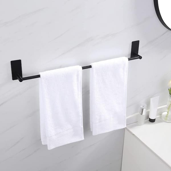 KES Self Adhesive Towel Bar 16-Inch Modern Towel Holder Stick on Towel Rack  for Bathroom No Drilling Holder Stainless Steel Matte Black