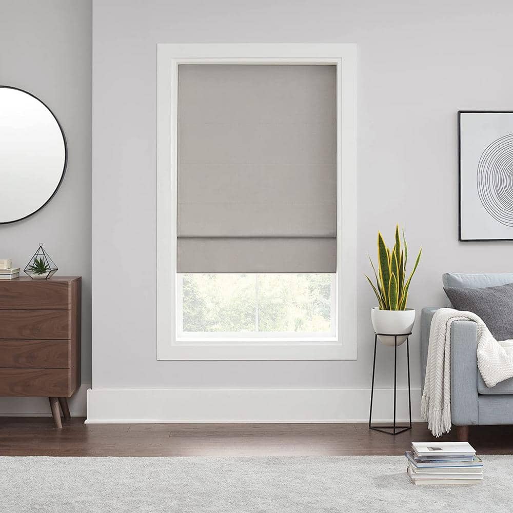 Gray Cordless Blackout Fabric Roman Shade 23x64