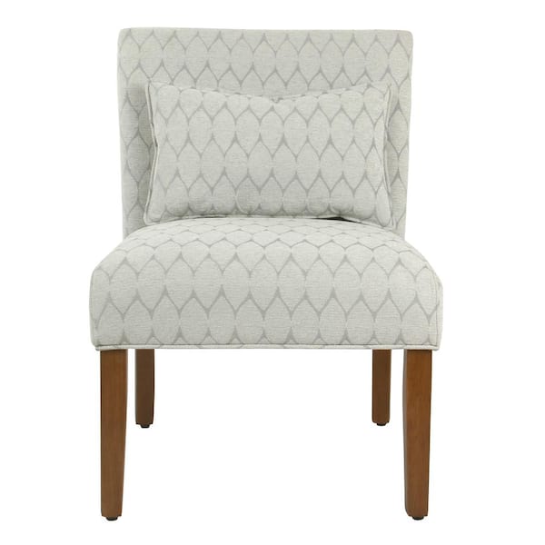 Homepop Parker Textured Gray Modern Geo Pattern with Matching Lumbar Pillow Accent Chair