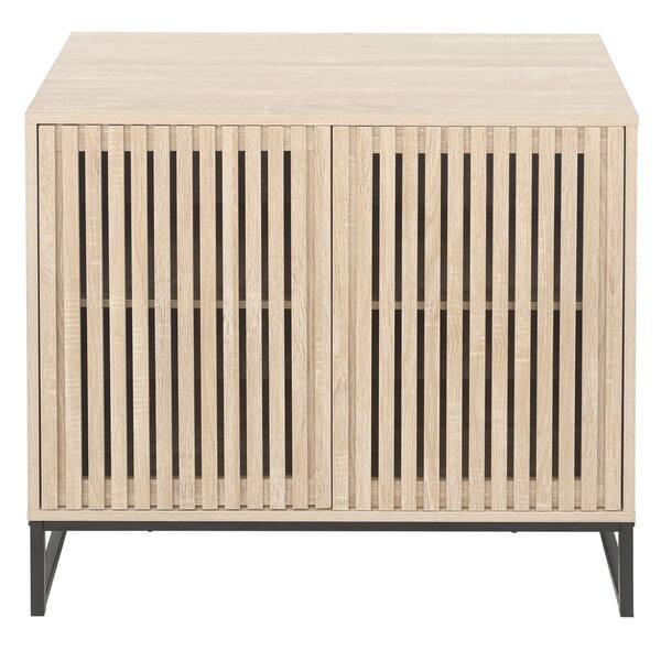 Unbranded 31.50 in. W x 15.75 in. D x 30.31 in. H Natural Brown Linen Cabinet with 1 Adjustable Shelves and 2-Doors