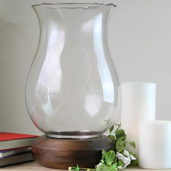 Northlight 17 In Wavy Edged Glass Hurricane Pillar Candle Holder 32035314 The Home Depot Northlight 17 In Wavy Edged Glass, Glass Hurricane Candlesticks