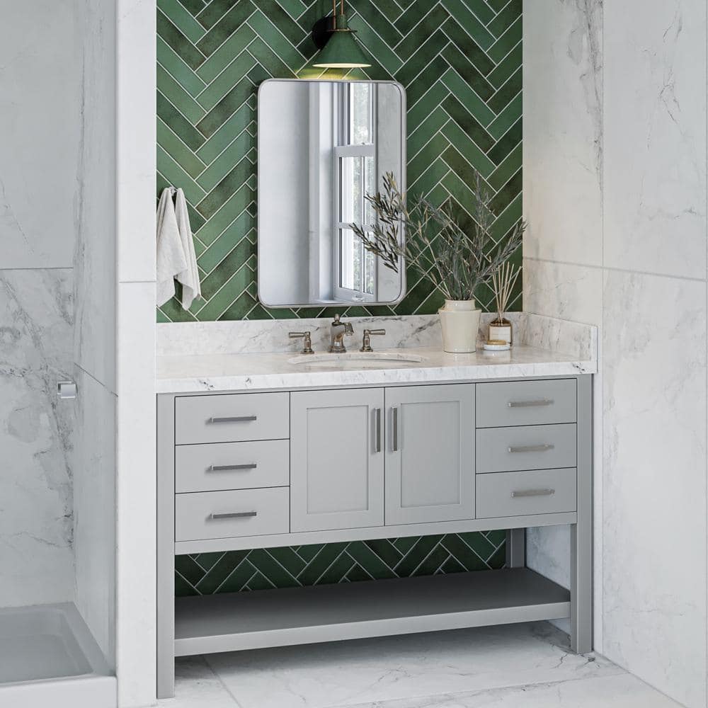 Gray Solid Wood Single Freestanding Bathroom Vanity Base