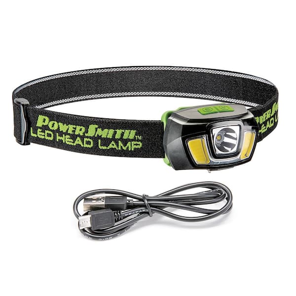 PowerSmith 250 Lumens LED Rechargeable Weatherproof Lithium-ion Tiltable HeadLamp with Flood/Spot/Strobe Modes and Charger