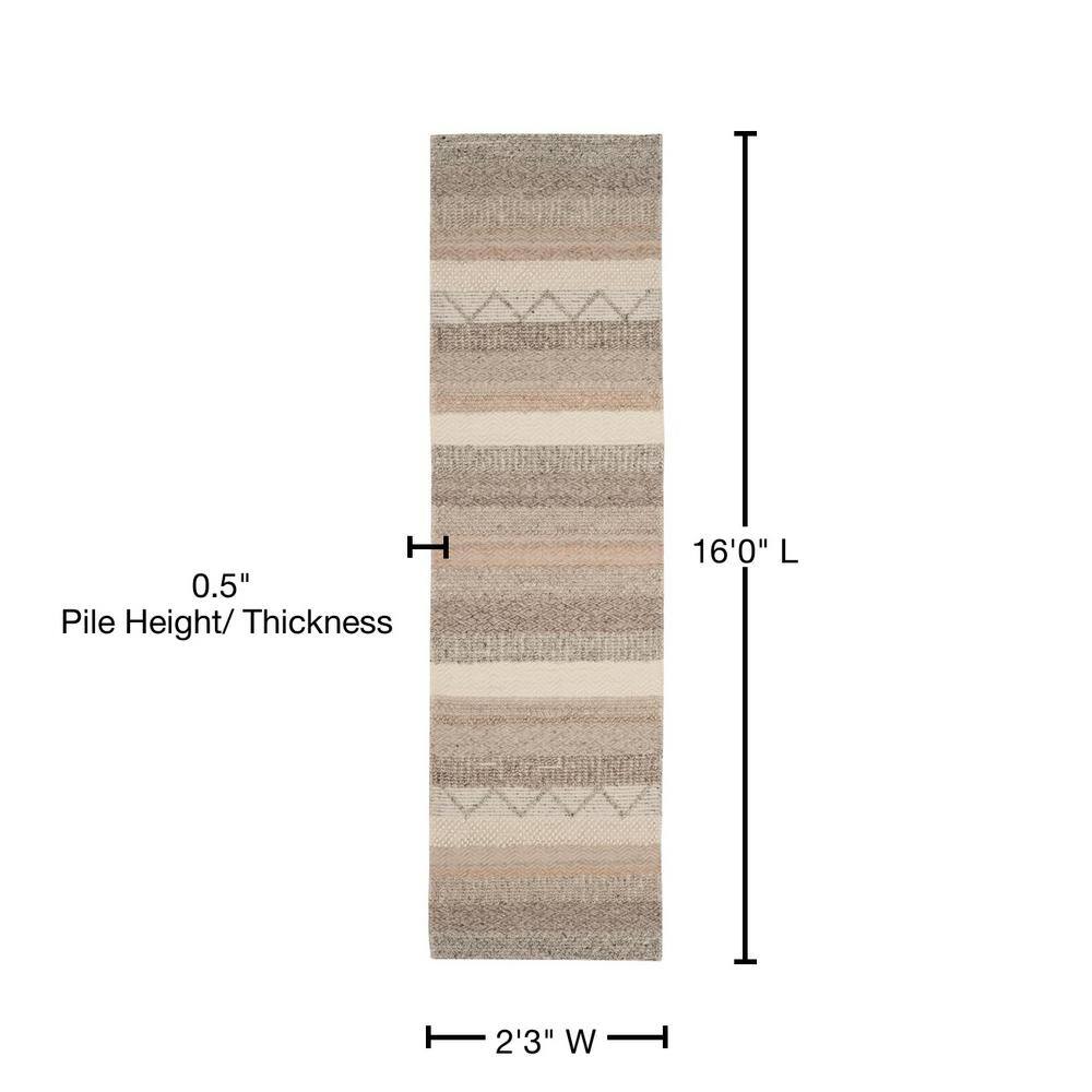Natura Beige Wool Hand-Tufted Runner Rug 2'3" x 16'