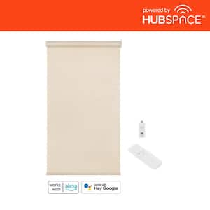 Linen Cordless Light Filtering Polyester Fabric Smart Roller Shades 36 in. x 72 in. L Powered by Hubspace (With Gateway)