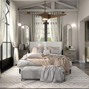 Lumi White Pillow Headboard Boucle Fabric Upholstered Wood Frame Queen Platform Bed With Welted Trim