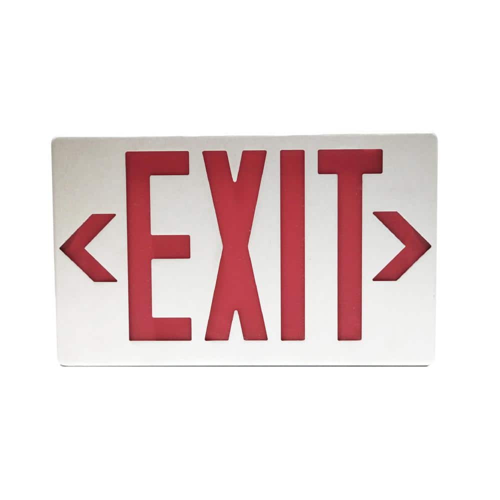 Brushed Aluminum LED Exit Sign with Battery Backup
