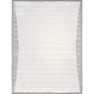 Sutton Ivory 10 ft. x 14 ft. Striped Polypropylene and Polyester Area Rug