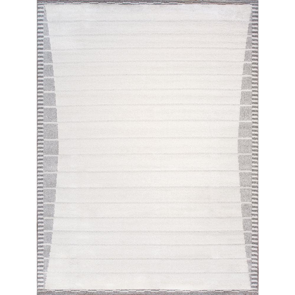 Sutton Ivory Stripe Synthetic Rectangular Area Rug