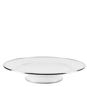 1-Tier Solid White Enamelware Cake Plate