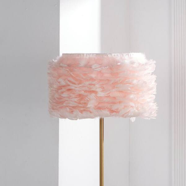 pink fluffy floor lamp