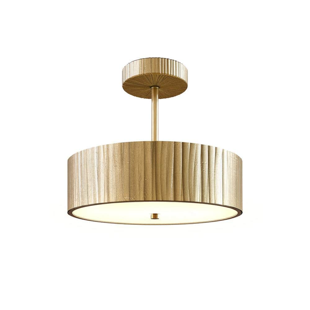 Kensington 12" Vintage Brass and Glass Drum LED Light