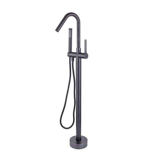 High Arch Single-Handle Freestanding Tub Faucet Bathtub Filter with Handheld Shower in Venetian Bronze