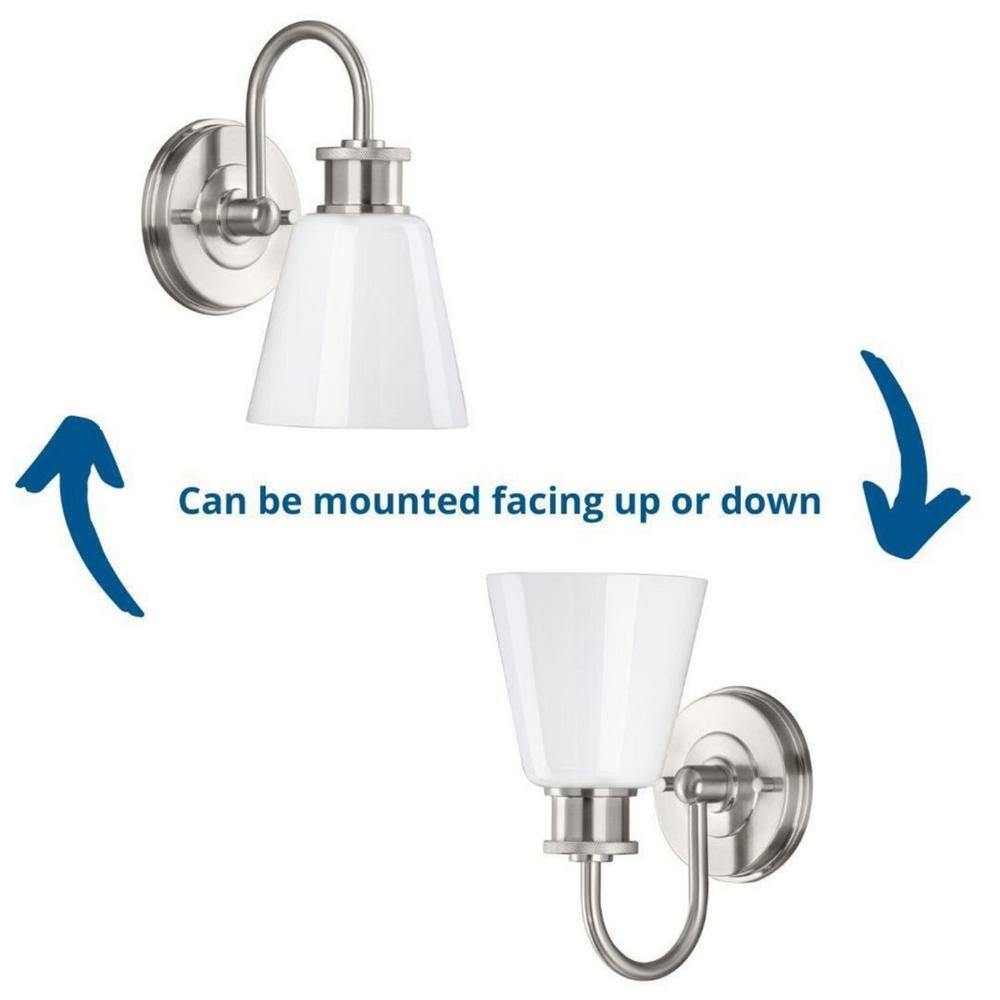 Ashford Brushed Nickel Opal Glass Farmhouse Vanity Light