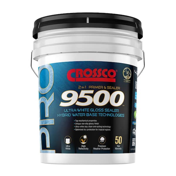 Crossco PRO 9500 5 Gal. Ultra White Gloss Roof Sealer with Stay Clean Anti-Soiling Technology