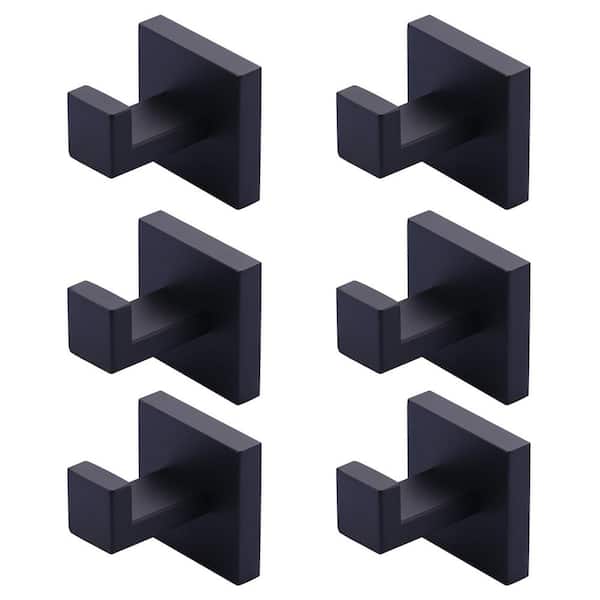 ARCORA 6-Pack Wall-Mounted J-Hook Stainless Steel Bathroom Robe/Towel Hook in Matte Black