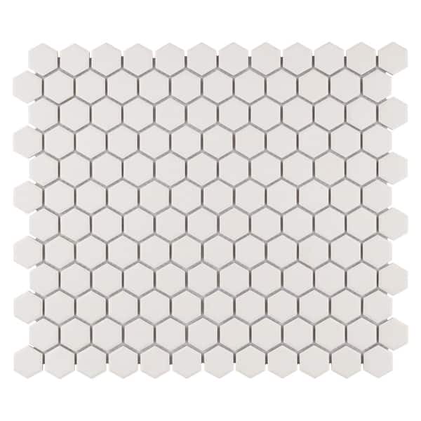 Merola Tile Gotham 1 in. Hex White 6 in. x 6 in. Porcelain Mosaic Take Home Tile Sample