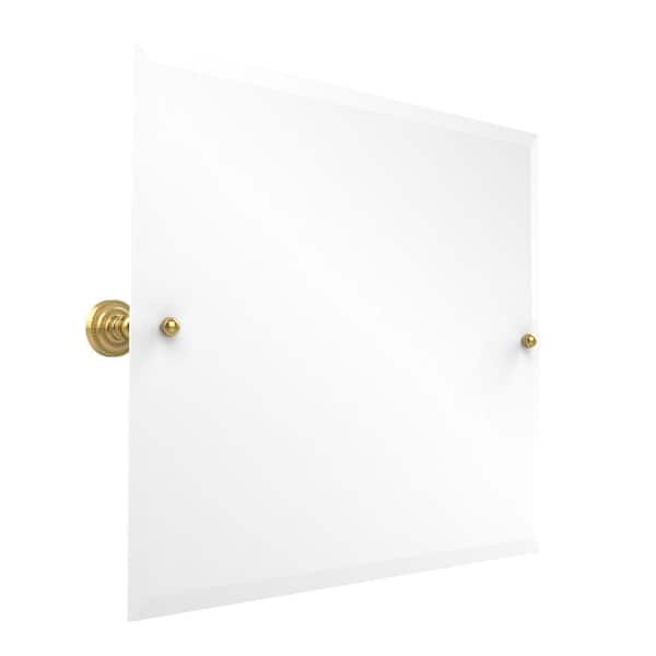 Allied Brass Dottingham Collection 26 in. x 21 in. Rectangular Landscape Single Tilt Mirror with Beveled Edge in Polished Brass