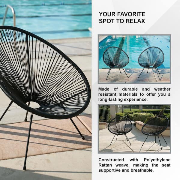 XBRAND 35.4 in. H Oval Black Indoor or Outdoor Hammock Weave Stationary Chair of HD500 - The Home Depot