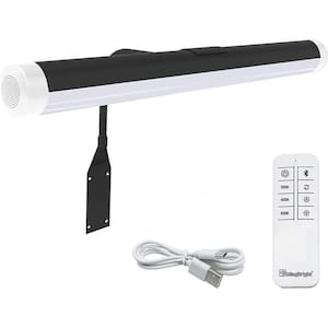 Black LED Wall Mounted Picture Light Fixture with Remote Control and Wireless Bluetooth